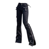 Y2K Noir Patch Electro Jeans